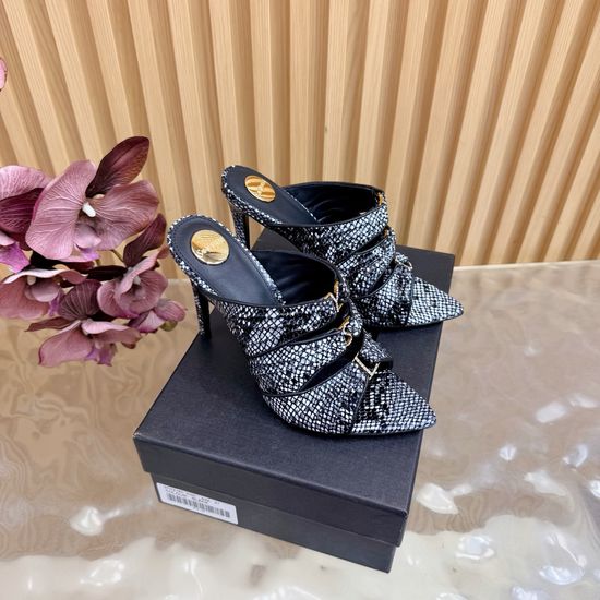 Yves Saint Laurent Elegant High-Heeled Mules with Logo Accent