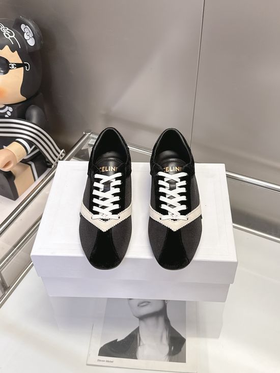 Celine Velvet Color Block Lace Up Elegant Comfortable Shoes