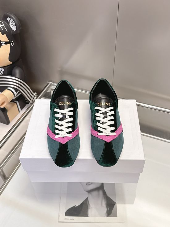 Celine Velvet Color Block Lace Up Elegant Comfortable Shoes