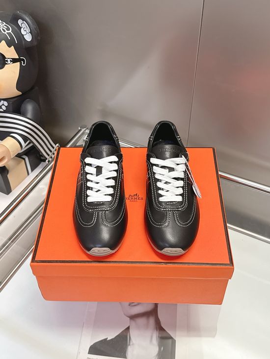 Hermes Soft Leather Casual Versatile Daily Wear Training Shoes