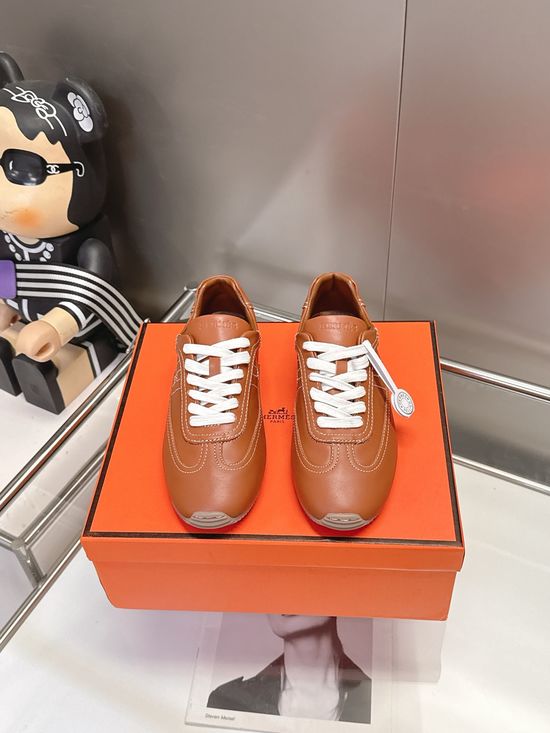 Hermes Soft Leather Casual Versatile Daily Wear Training Shoes
