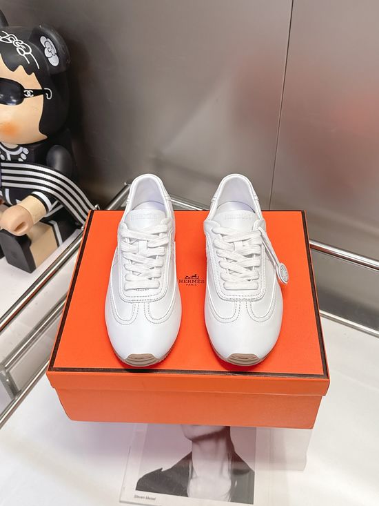 Hermes Soft Leather Casual Versatile Daily Wear Training Shoes