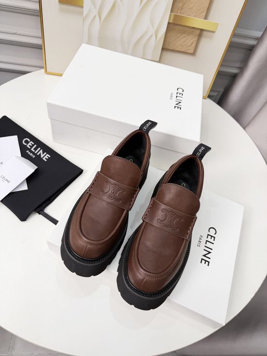 Celine Classic Retro Leather Versatile Casual Comfort Loafers