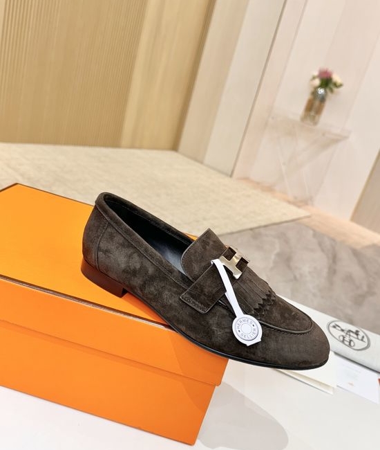 Hermes Premium Suede Leather Sole Soft Dress Shoes