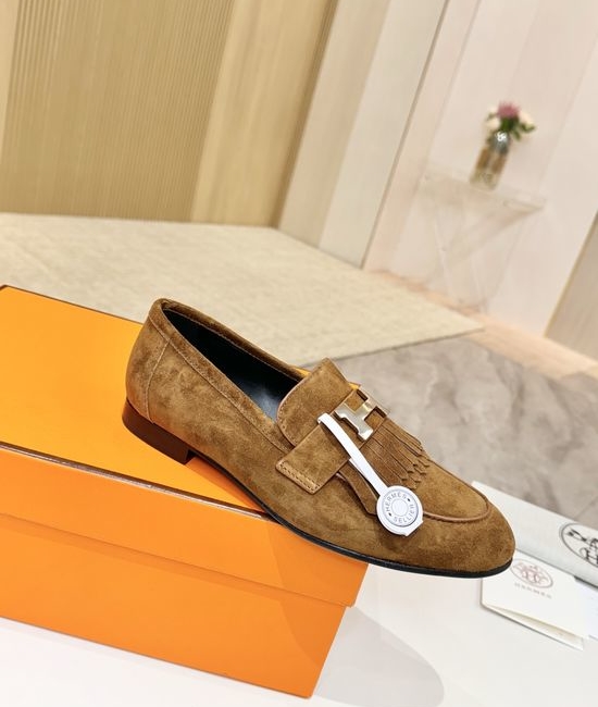 Hermes Premium Suede Leather Sole Soft Dress Shoes