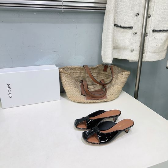 Neous Round Toe Kitten Heel Mules Premium Leather Sole