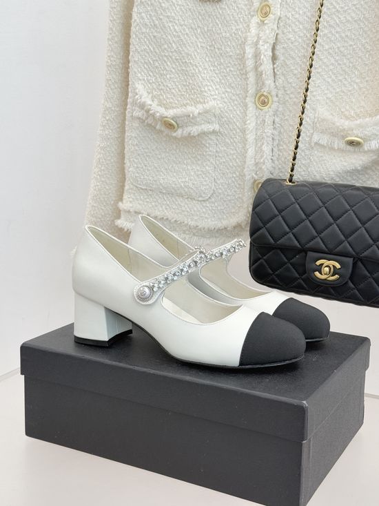 Chanel Color Block Rhinestone Mary Jane Shoes Elegant Comfortable