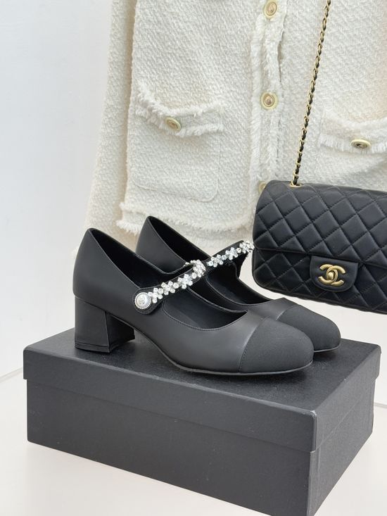 Chanel Color Block Rhinestone Mary Jane Shoes Elegant Comfortable