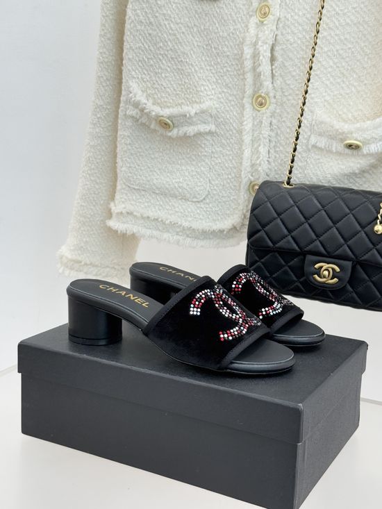 Chanel Mesh Rhinestone Slide Sandals Elegant Breathable Versatile