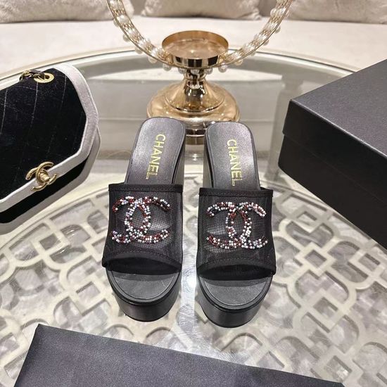 Chanel Beaded Embellished Platform Sandals Comfortable Wide Foot Friendly