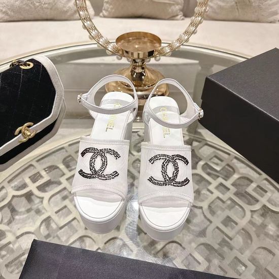 Chanel Beaded Embellished Platform Sandals Comfortable Wide Foot Friendly