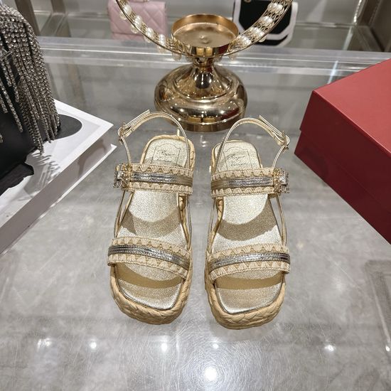 Roger Viver Rhinestone Decor Woven Non-slip Comfort Platform Sandals