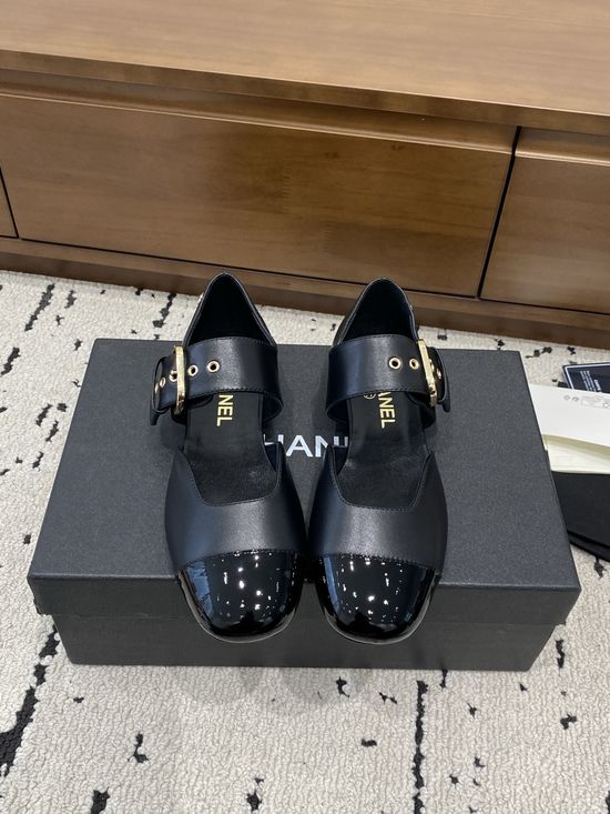 Chanel Buckle T-strap Mary Jane Shoes Soft Leather Sole