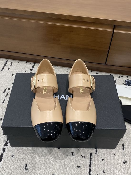 Chanel Buckle T-strap Mary Jane Shoes Soft Leather Sole