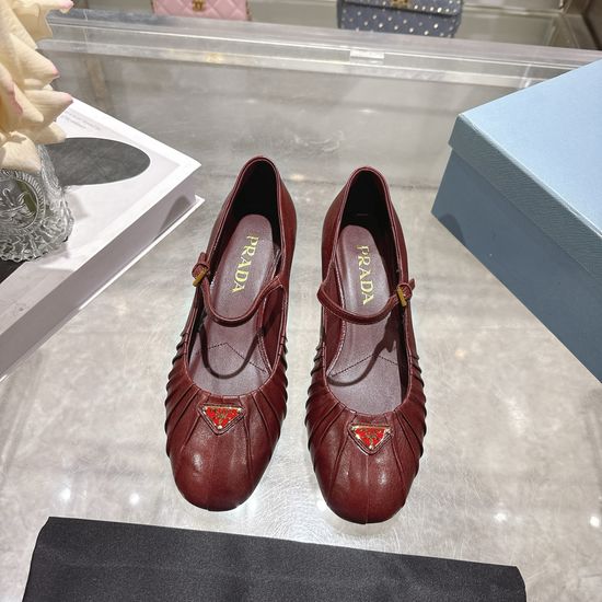 Prada Vintage Block Heel Mary Jane Leather Shoes