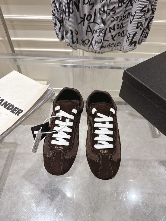 Prada Suede Leather Mesh Comfortable Casual Training Sneakers