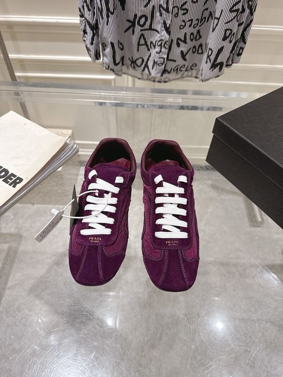 Prada Suede Leather Mesh Comfortable Casual Training Sneakers