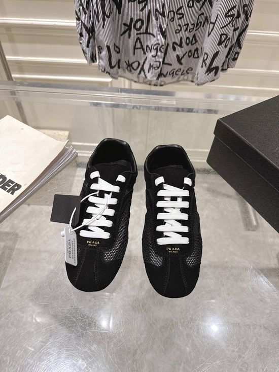 Prada Suede Leather Mesh Comfortable Casual Training Sneakers