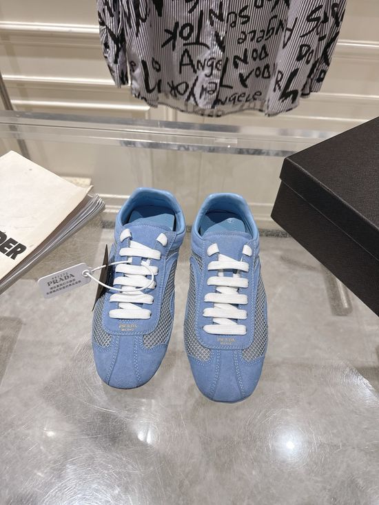 Prada Suede Leather Mesh Comfortable Casual Training Sneakers