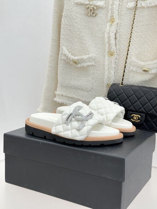 Chanel Quilted Thick Sole Slip On Casual Comfort Slides