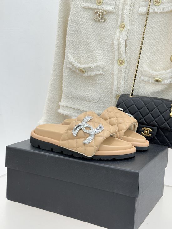 Chanel Quilted Thick Sole Slip On Casual Comfort Slides