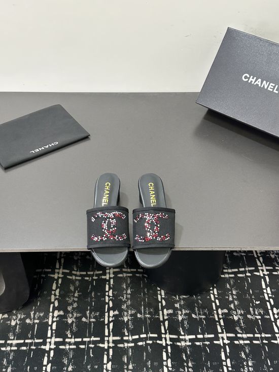 Chanel Satin Mesh Upper Slides Soft Lining Premium Gift Packaging