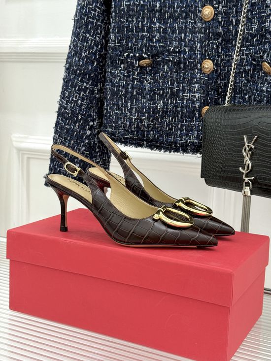 Ferragamo Italian Elegance: Metal Buckle High Heel Sandals