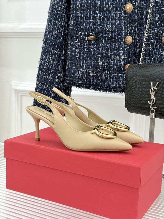 Ferragamo Italian Elegance: Metal Buckle High Heel Sandals