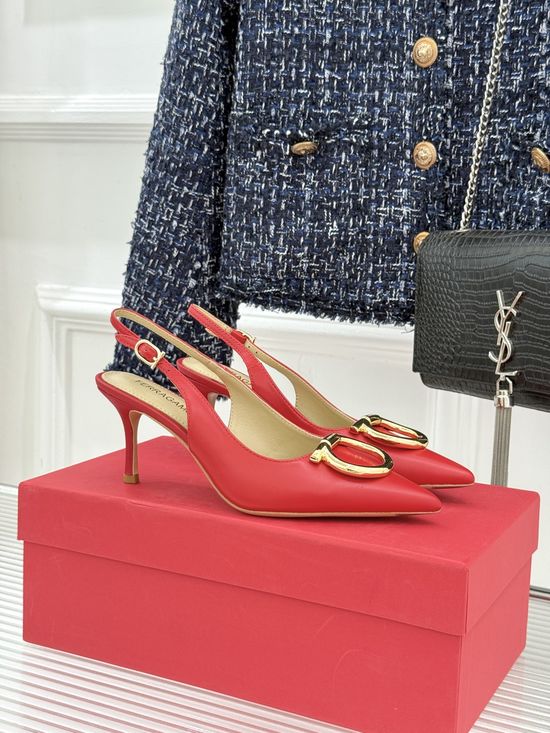 Ferragamo Italian Elegance: Metal Buckle High Heel Sandals
