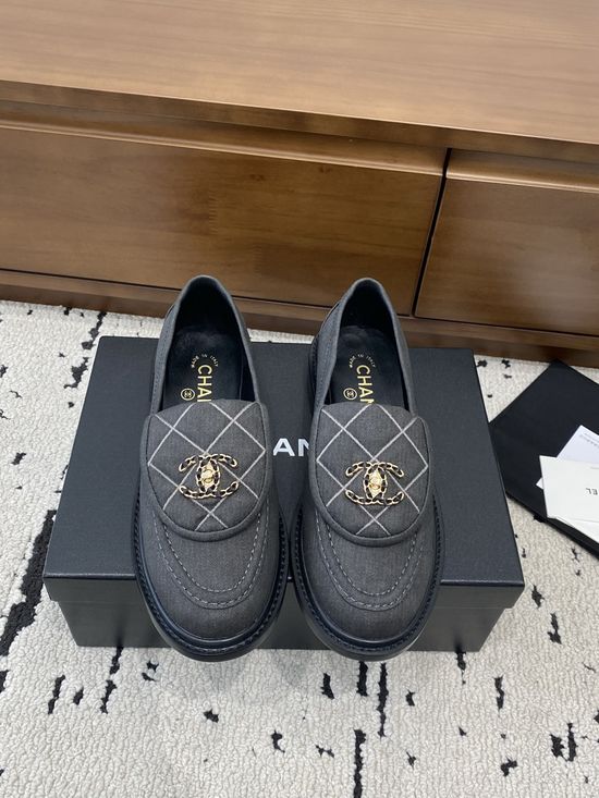 Chanel Buckle Decor Casual Leather Loafer Shoes