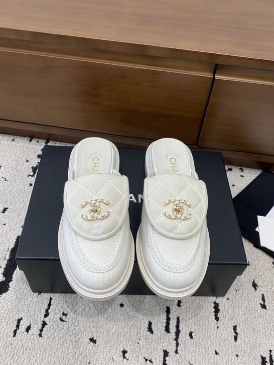 Chanel Classic Buckle Slip On Mules Premium Denim Upper