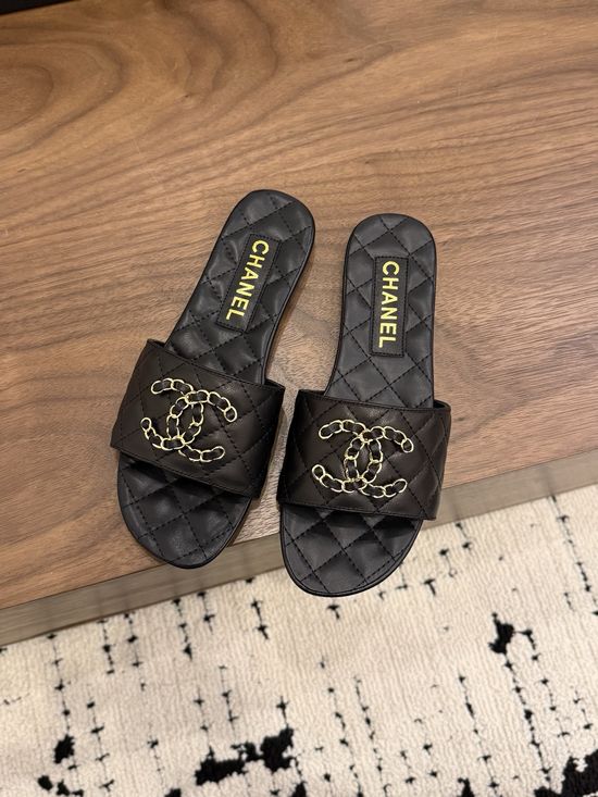 Chanel Quilted Buckle Decor Slides Premium Quality With Gift Packaging