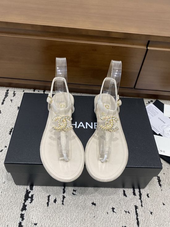 Chanel Classic Metal Accent Leather Flip Flops
