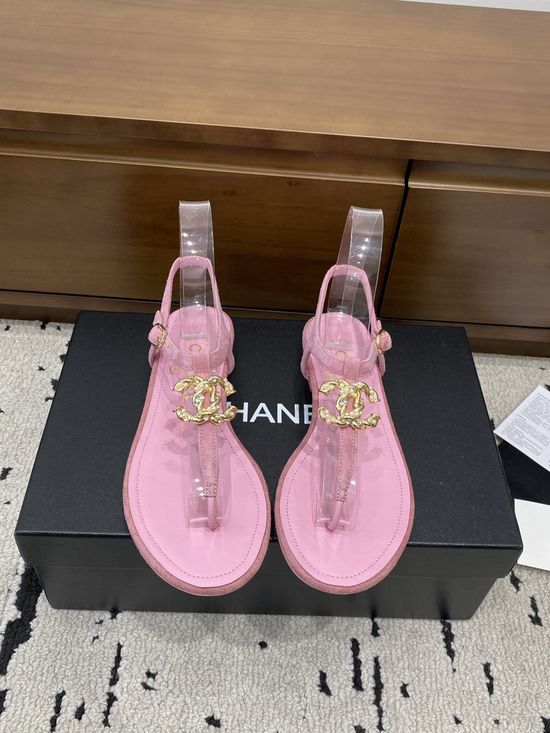 Chanel Classic Metal Accent Leather Flip Flops