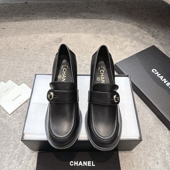 Chanel Patent Leather Rhinestone Buckle Loafers Premium Quality