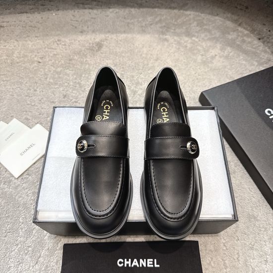 Chanel Patent Leather Rhinestone Buckle Loafers Premium Quality