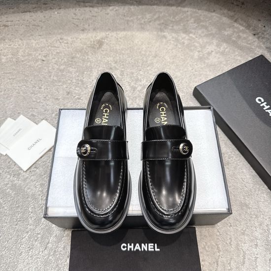 Chanel Patent Leather Rhinestone Buckle Loafers Premium Quality