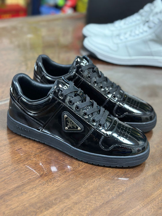 Prada Premium Leather Sneakers with Lightweight Flexible Sole