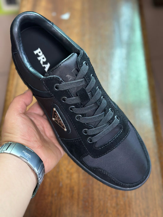 Prada Premium Leather Sneakers with Lightweight Flexible Sole