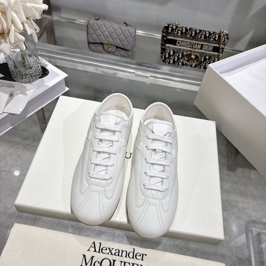 McQueen Vintage Style Leather Sneakers Soft Comfortable Casual Trainers