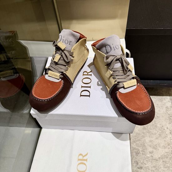 Christian Dior Casual Leather Sneakers Soft Sheepskin Lining Non-Slip Sole
