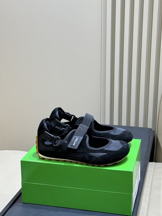 Bottega Veneta Velcro Platform Mary Jane Sneakers with Leather Weaving Detail
