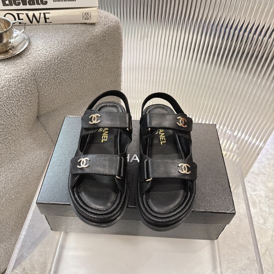 Chanel Quilted Fabric Hook-and-loop Sandals with Premium Quality