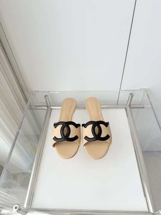 Chanel Premium Sheepskin Low Heel Sandals Italian Leather Sole