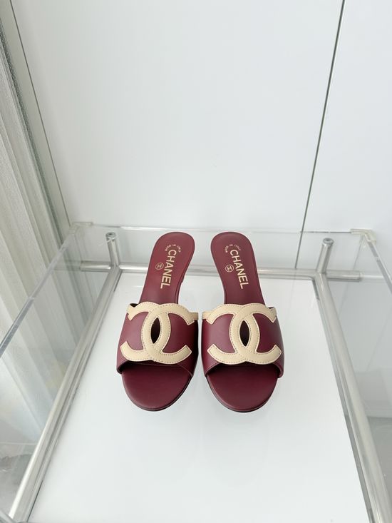 Chanel Premium Sheepskin Leather Block Heel Sandals