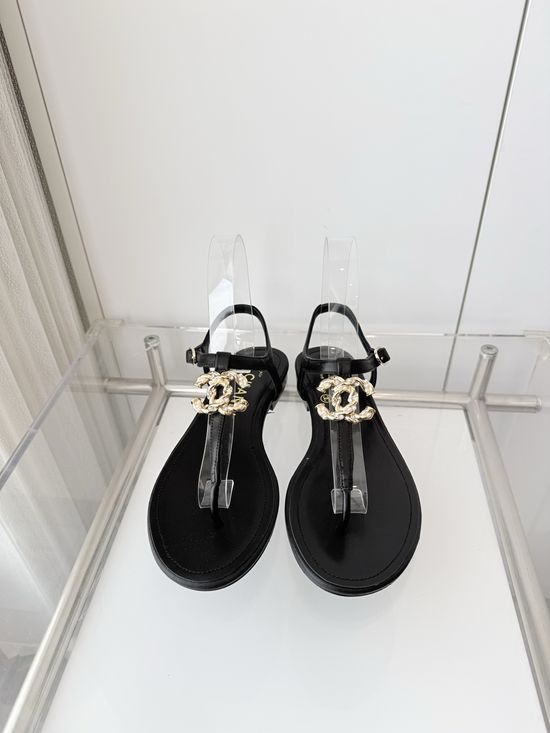 Chanel Premium Sheepskin Low Heel Sandals Italian Leather Sole