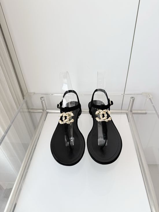 Chanel Premium Suede Low Heel Sandals Italian Leather Sole