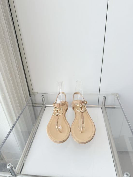 Chanel Premium Sheepskin Low Heel Sandals Italian Leather Sole