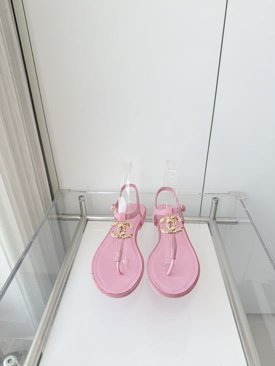 Chanel Premium Suede Low Heel Sandals Italian Leather Sole
