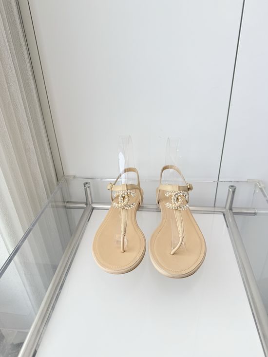 Chanel Premium Sheepskin Low Heel Sandals Italian Leather Sole